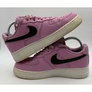 Nike Air Force 1 Low Pink Black Women US 9 Leather Sneakers AO2132-501